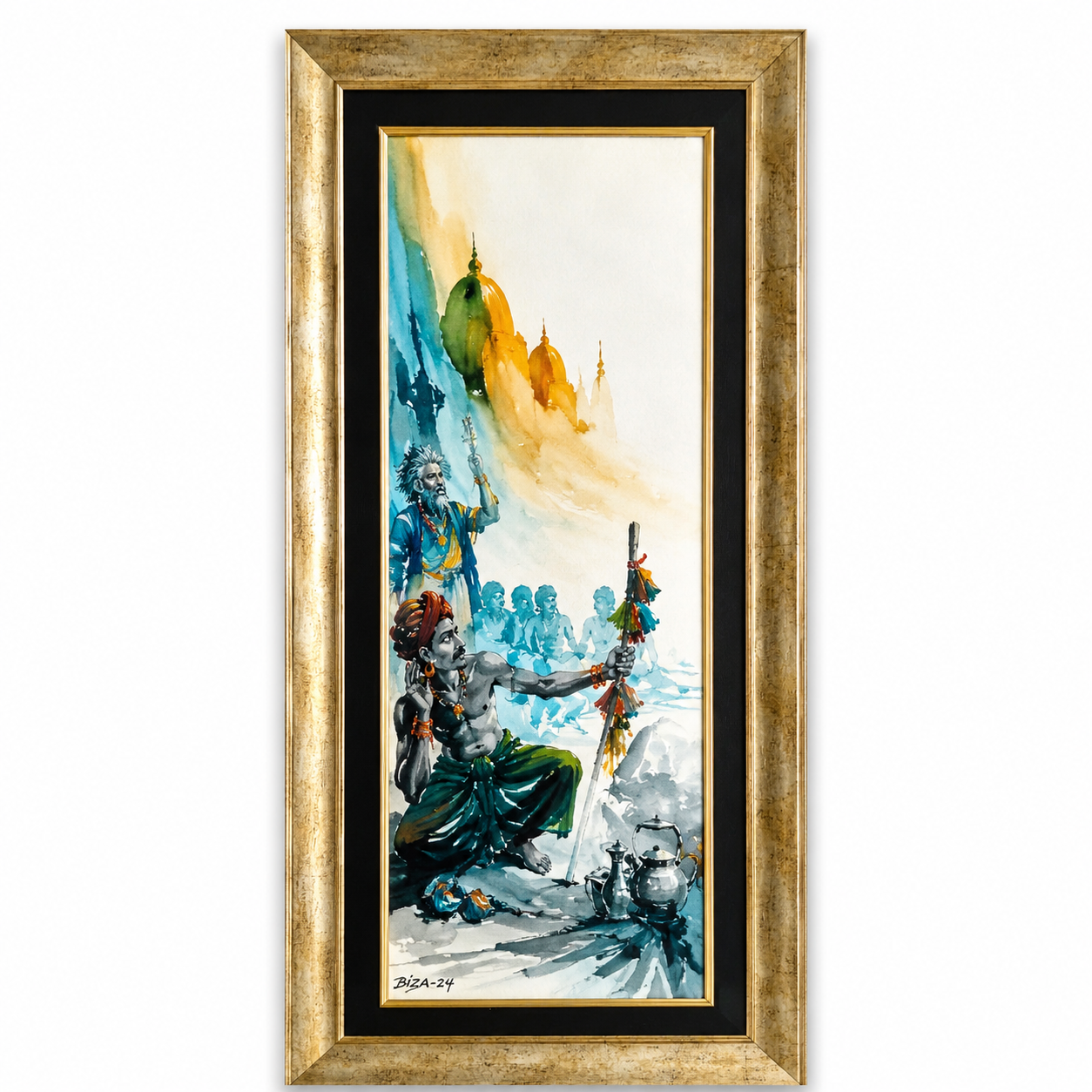 raza-panoramic-watercolor-painting-12x36-artwork